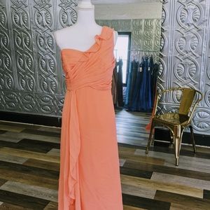 LAST CHANCE Coral One-Shoulder Gown